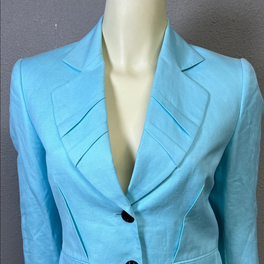 Women's Light Blue Tailored Single-Breasted Blazer - Picture 3 of 7